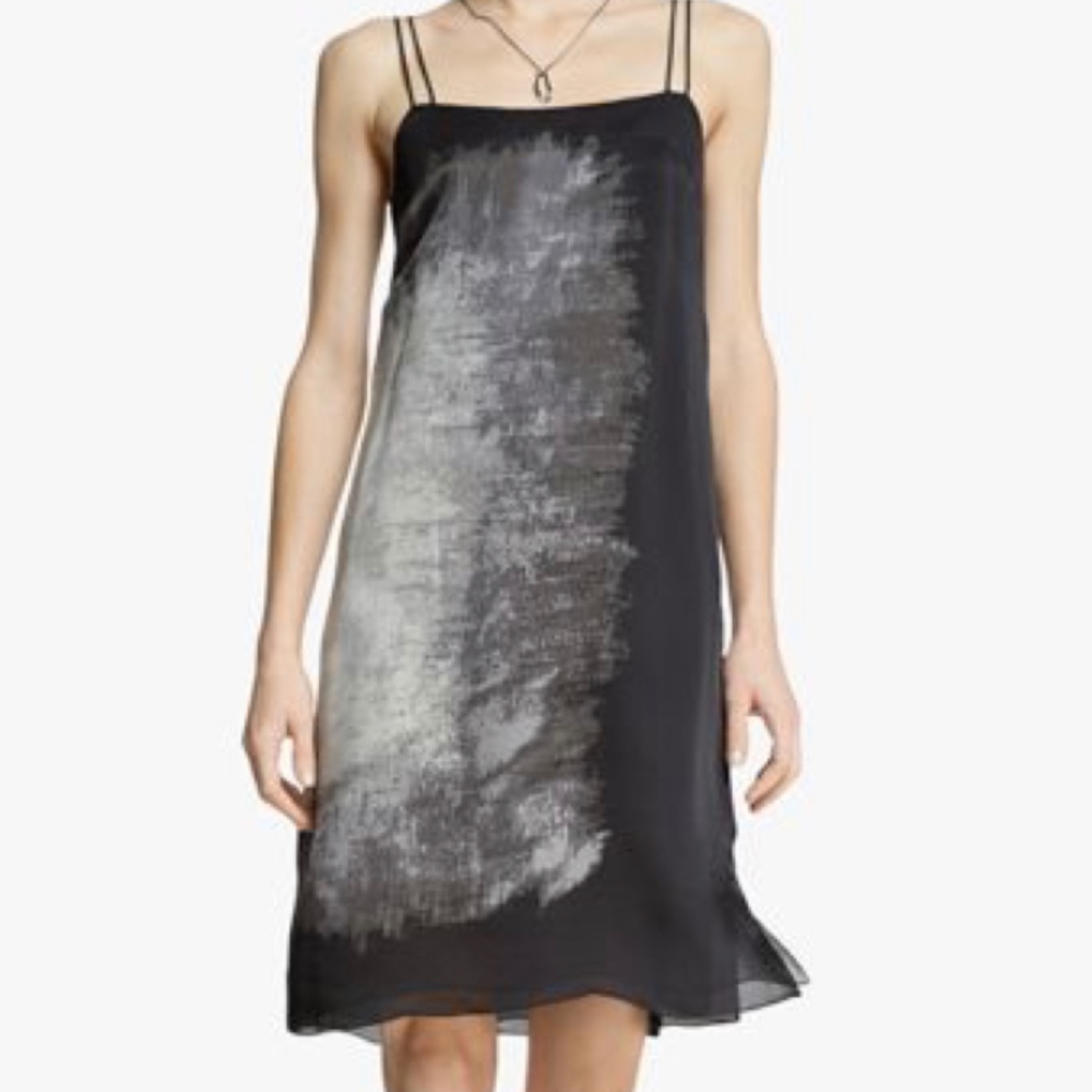 Halston Heritage Printed Silk Georgette Dress 12 - Picture 1 of 6